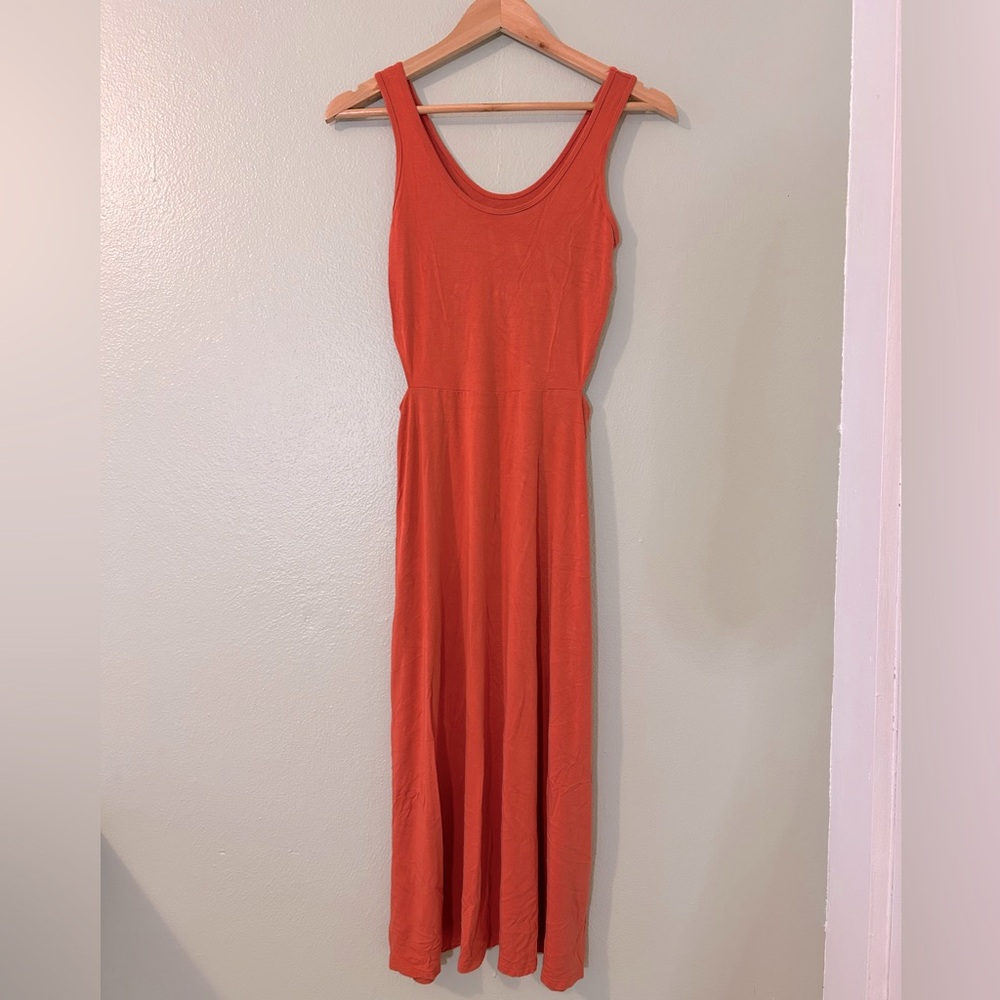 EUC Enza Costa Coral Fit and Flare Dress with Waist Cut-Outs